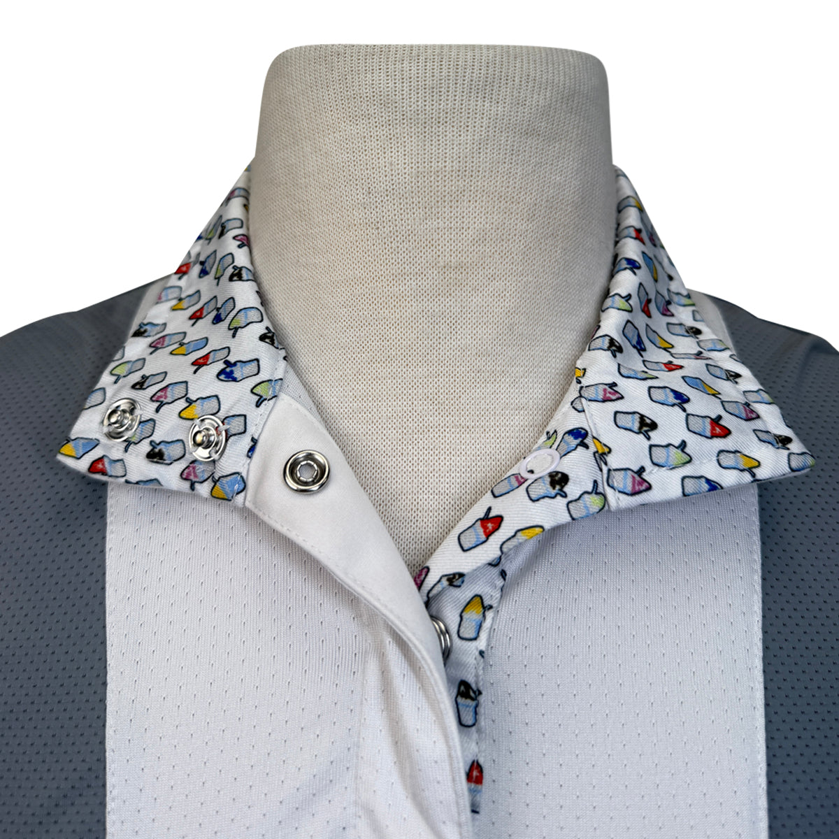 Essex Classics "Luna" Performance Short Sleeve Show Shirt in Grey/Snow-cones