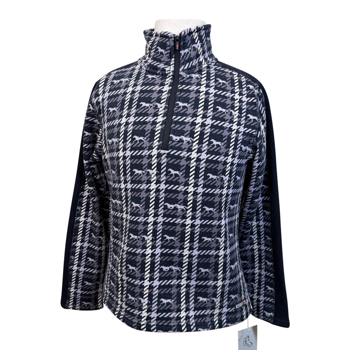 Kerrits Fleece Lined Long Sleeve Shirt in Black/Grey Plaid