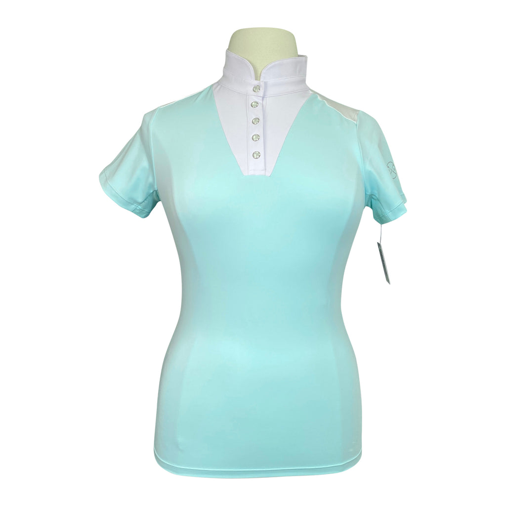 Front of Free Ride 'Devon' Short Sleeve Show Shirt in Mint - Women's Large