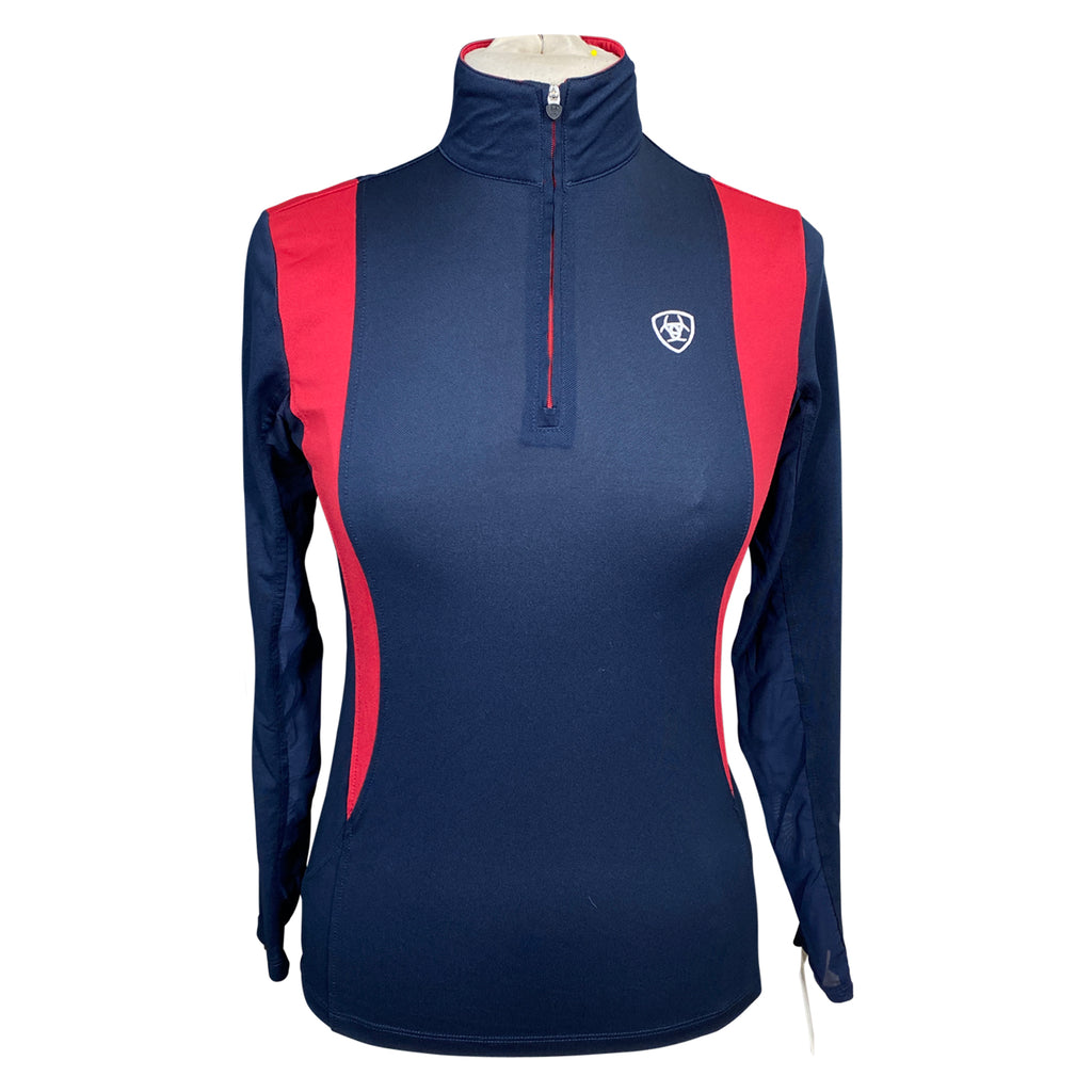 Ariat TEK Heat Series Long Sleeve Shirt in Navy/Red - Women's Small