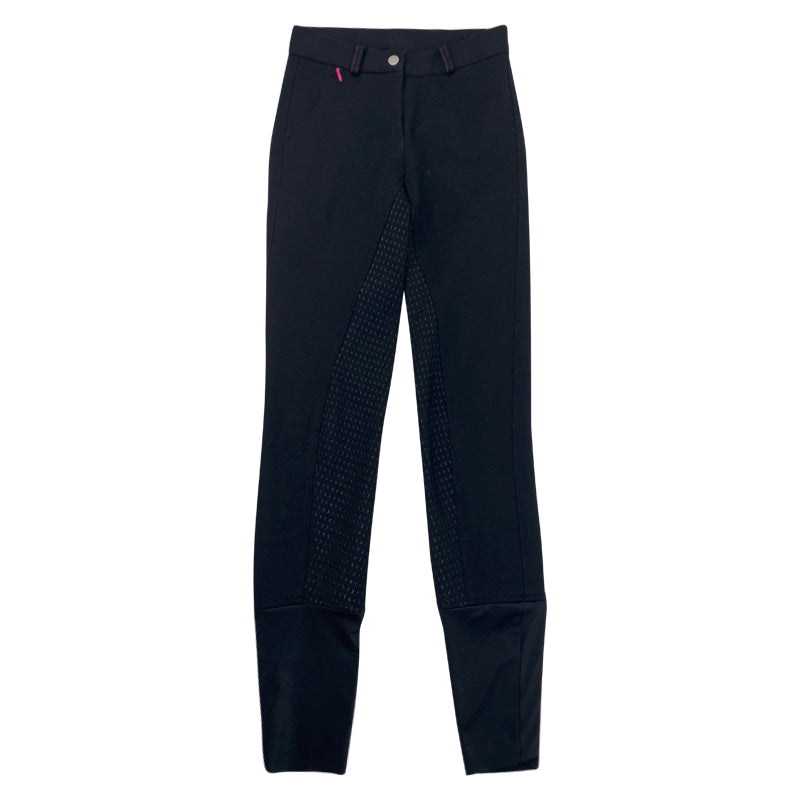 HR Farm Full Grip Breeches in Black/Hot Pink