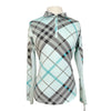 San Soleil Printed Sunshirt UV 50 in Teal/Grey Plaid
