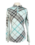 San Soleil Printed Sunshirt UV 50 in Teal/Grey Plaid