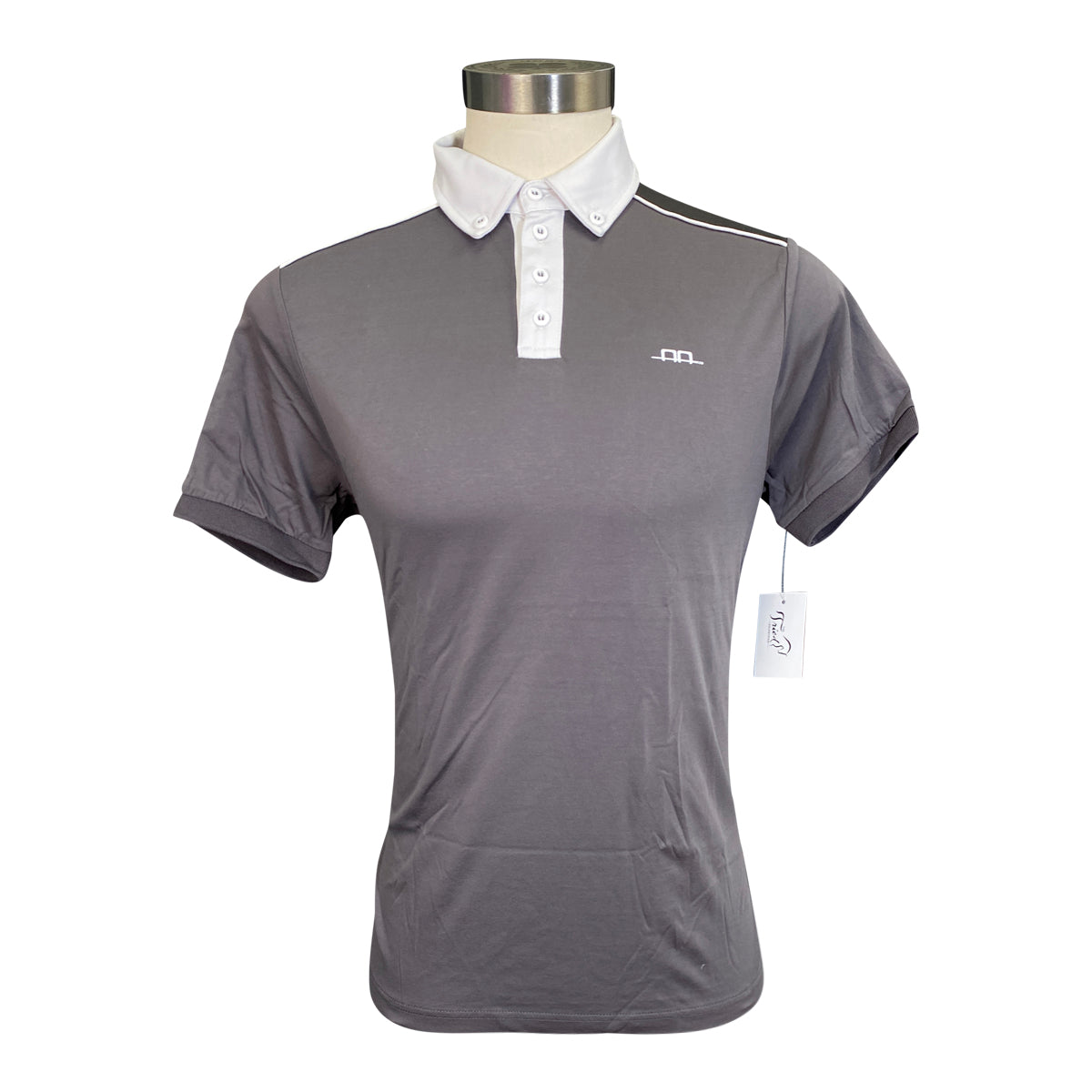 AA Platinum &#39;Davide&#39; Men&#39;s Polo Shirt in Grey w/White Piping