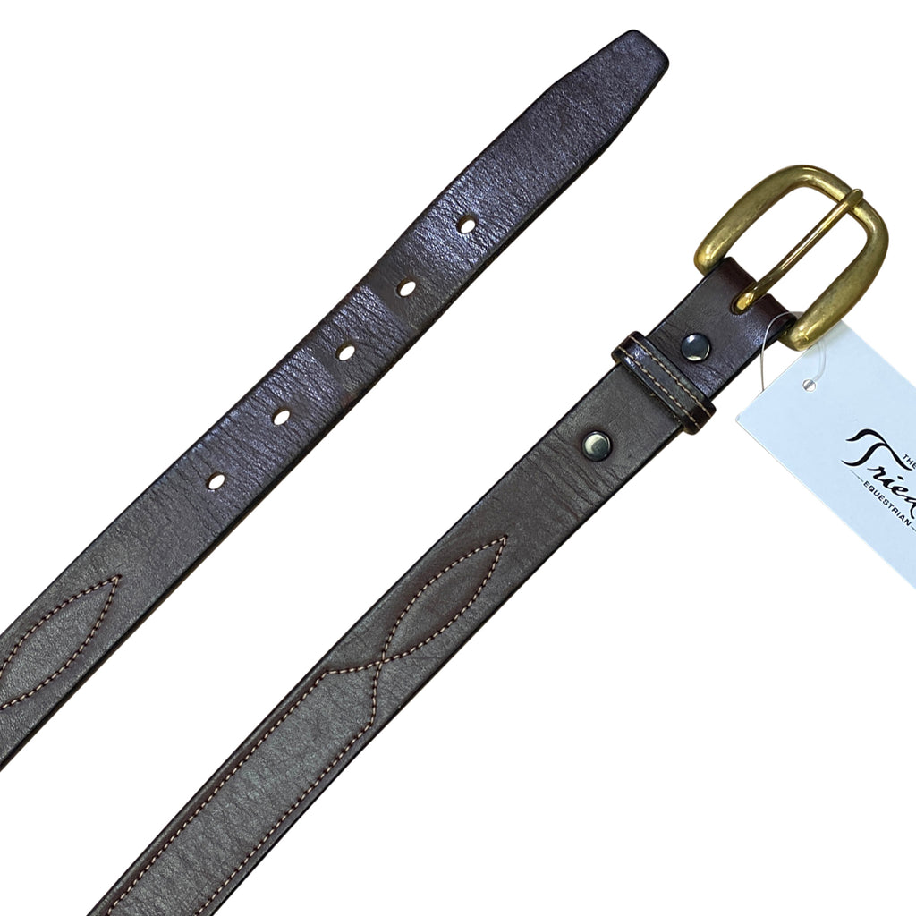Tory Leather Fancy Stitched Belt in Brown - Women's Small