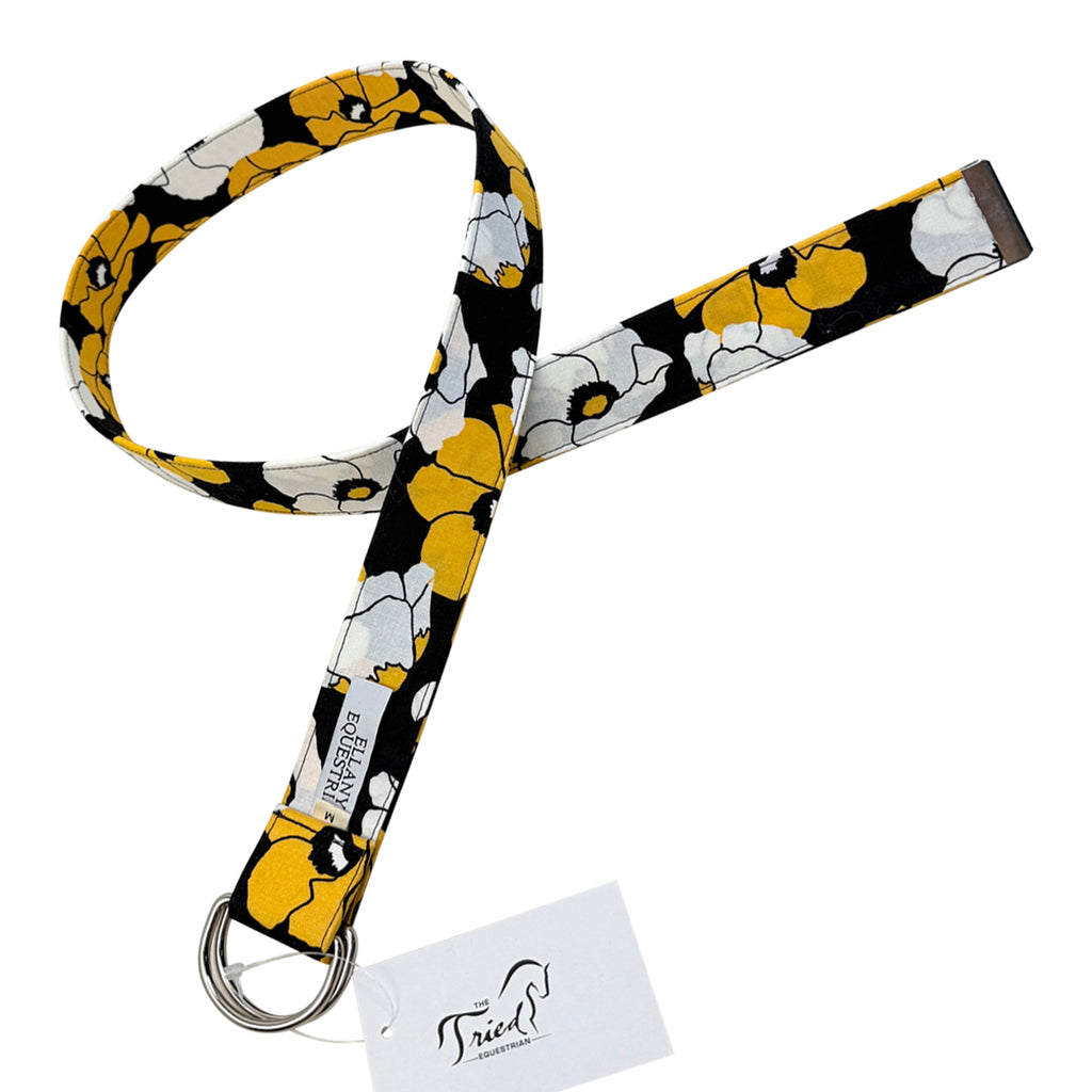 Ellany D-Ring Slide Fabric Belt in Black Floral - Women's Medium