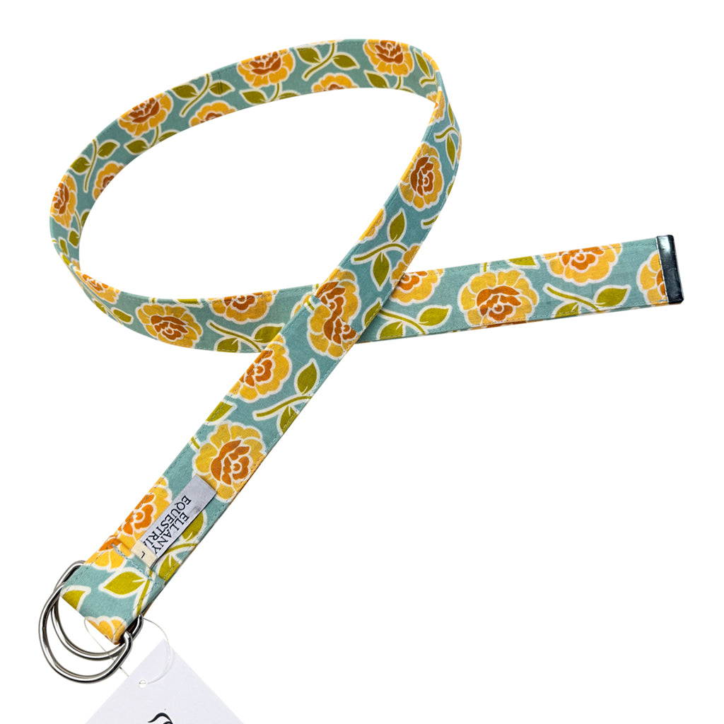 Ellany D-Ring Slide Fabric Belt in Blue Floral
