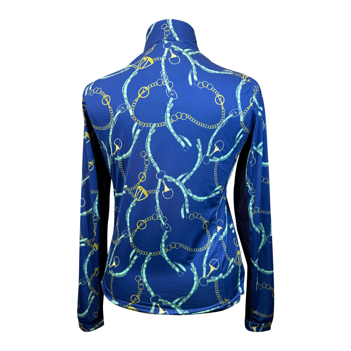 All Things Equestrian Sun Shirt in Blue with Belts & Bits