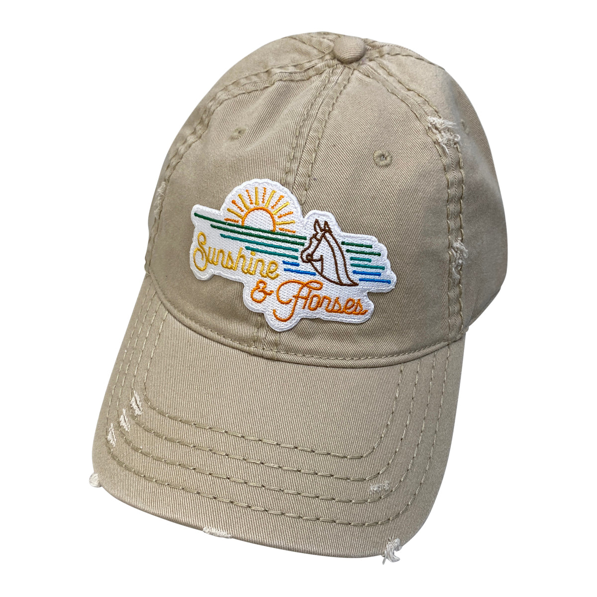 Dapplebay &#39;Sunshine and Horses&#39; Hat in Distressed Beige - One Size
