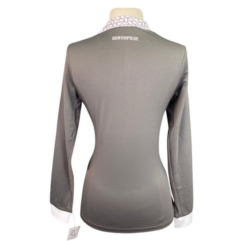 Back of Romfh Signature Magnetic Competition Shirt in Grey/White