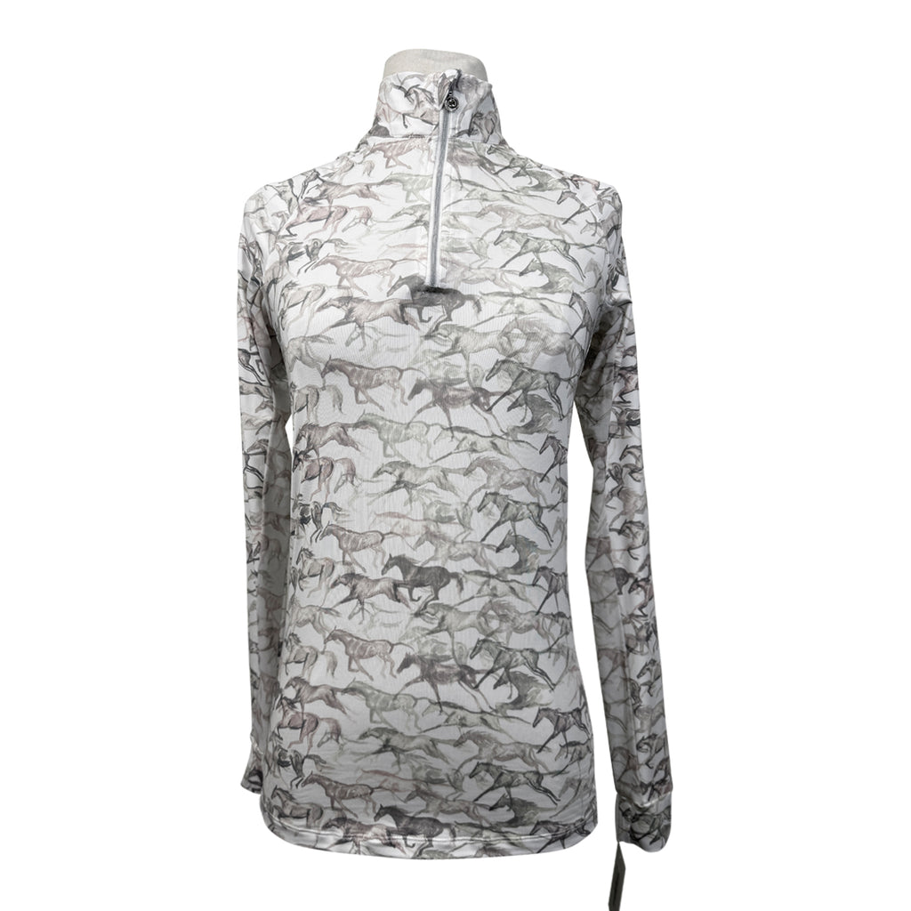 Dapplebay 1/4 Zip Light Riding Top in Running Horses