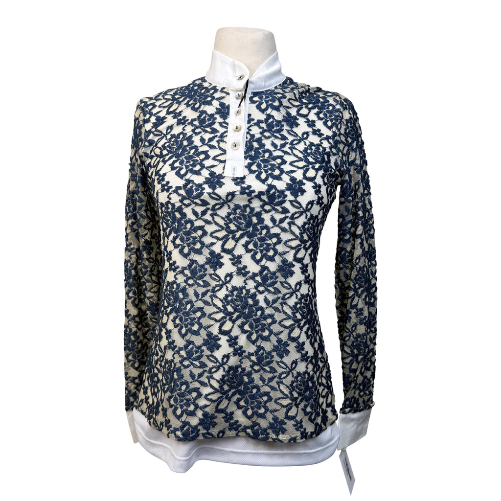 For Horses 'Vega' Lace Competition Shirt in Navy Lace