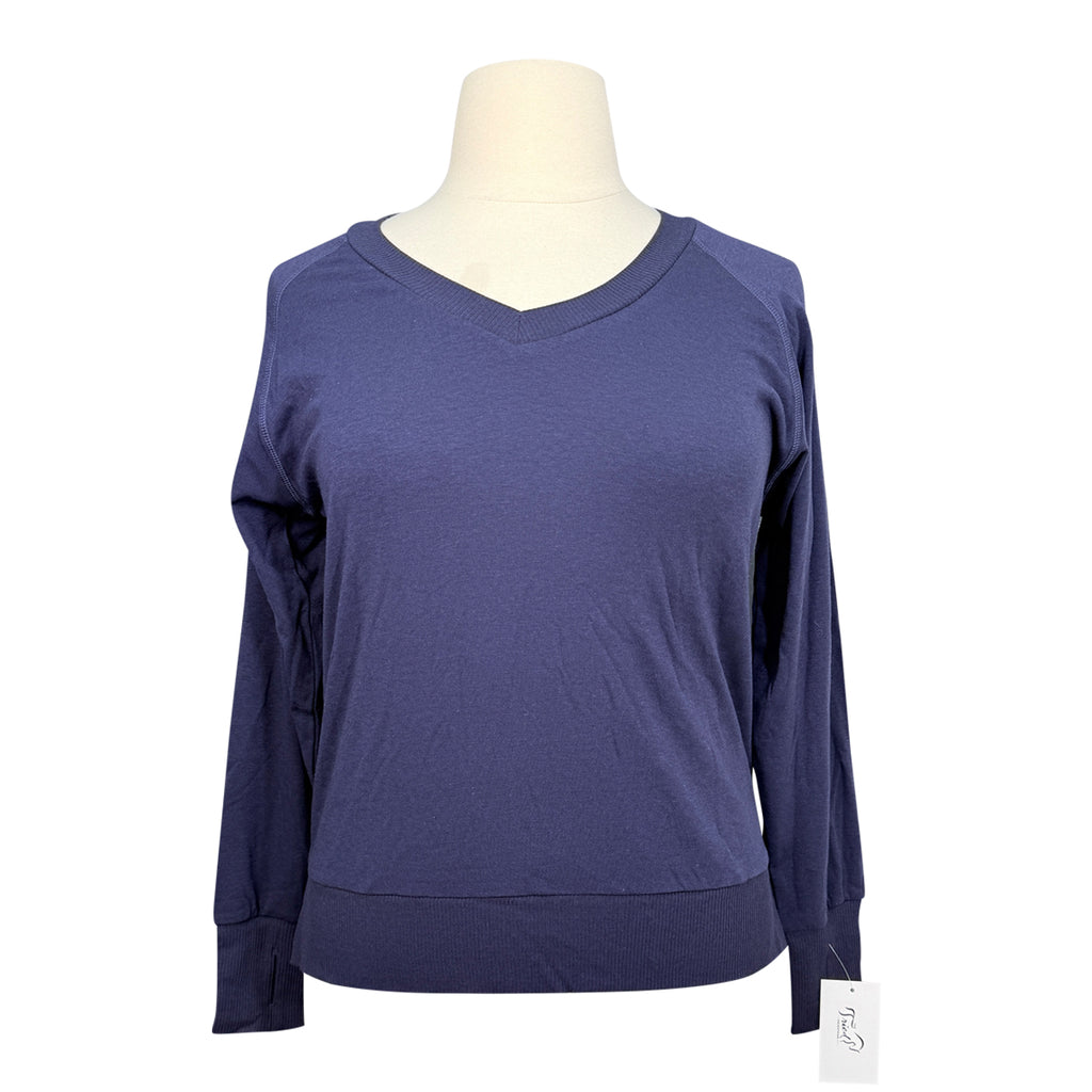 Hannah Childs 'Asher' Bamboo V Neck Sweatshirt in Navy