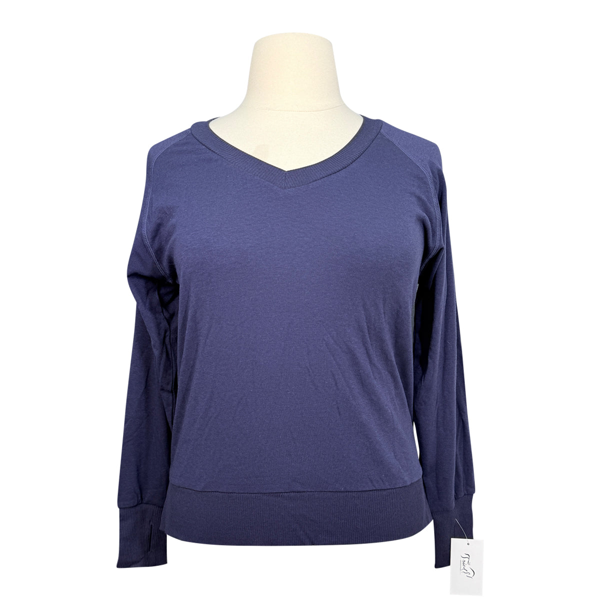 Hannah Childs 'Asher' Bamboo V Neck Sweatshirt in Navy