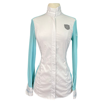 Asmar Equestrian 'Costa' Cooling Show Shirt in White/Teal