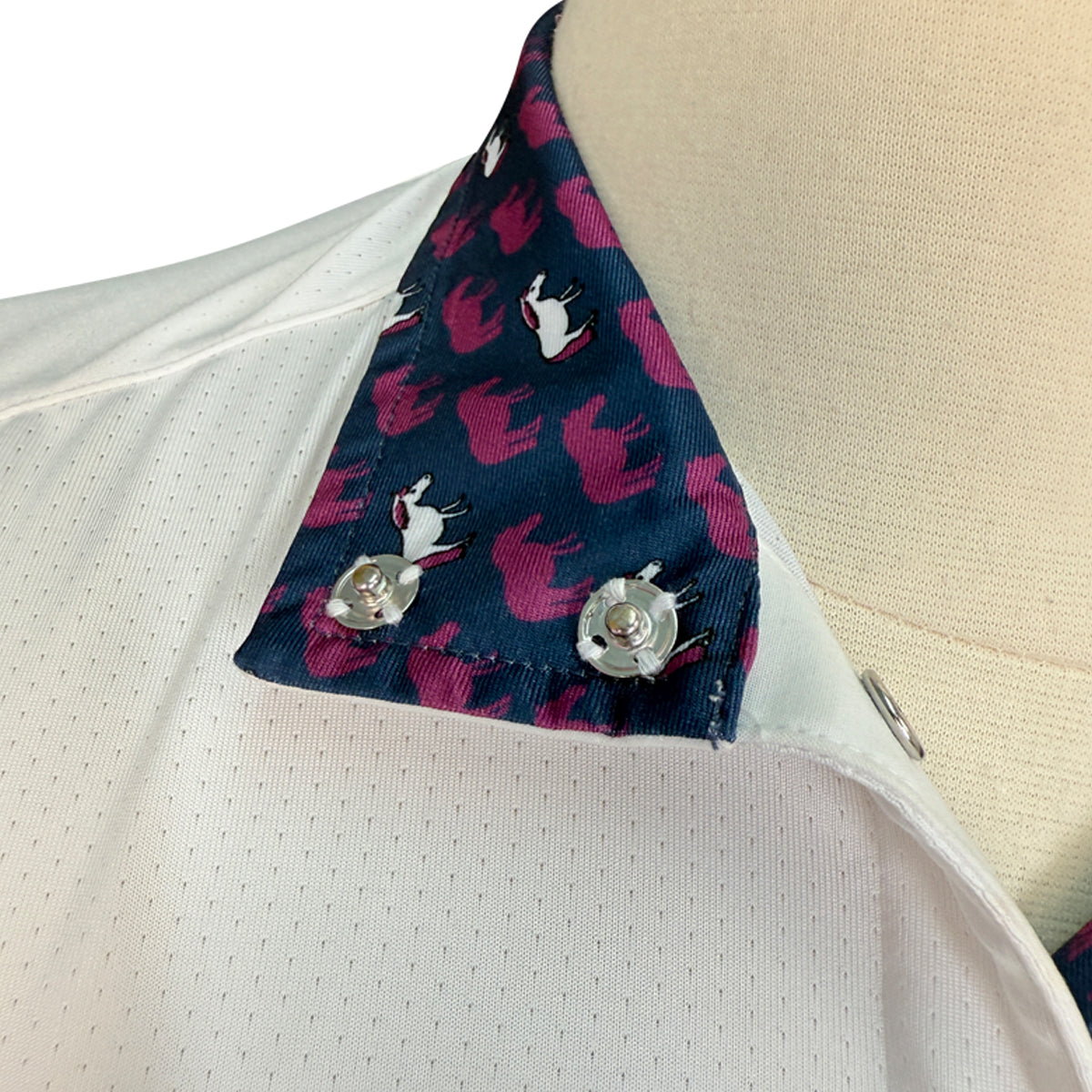 Essex Classics Talent Yarn 'Peeps Foundation' Show Shirt in White/Purple Ponies - Women's Large