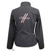 Back of Kentucky Softshell Jacket in Black/ Plaid Trim