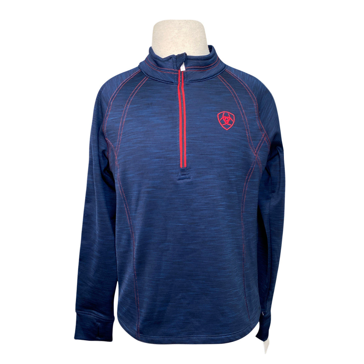 Ariat TEK Team 1/2 Zip Sweatshirt in Heathered Navy w/Red Accents