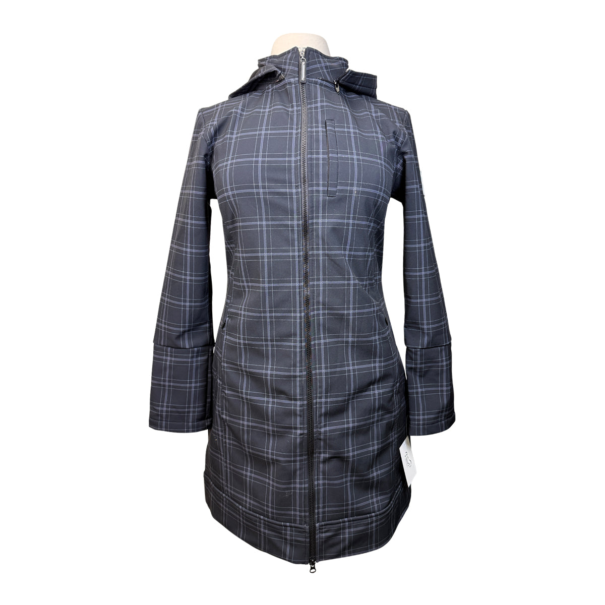 Asmar Equestrian Long Coat in Charcoal Plaid