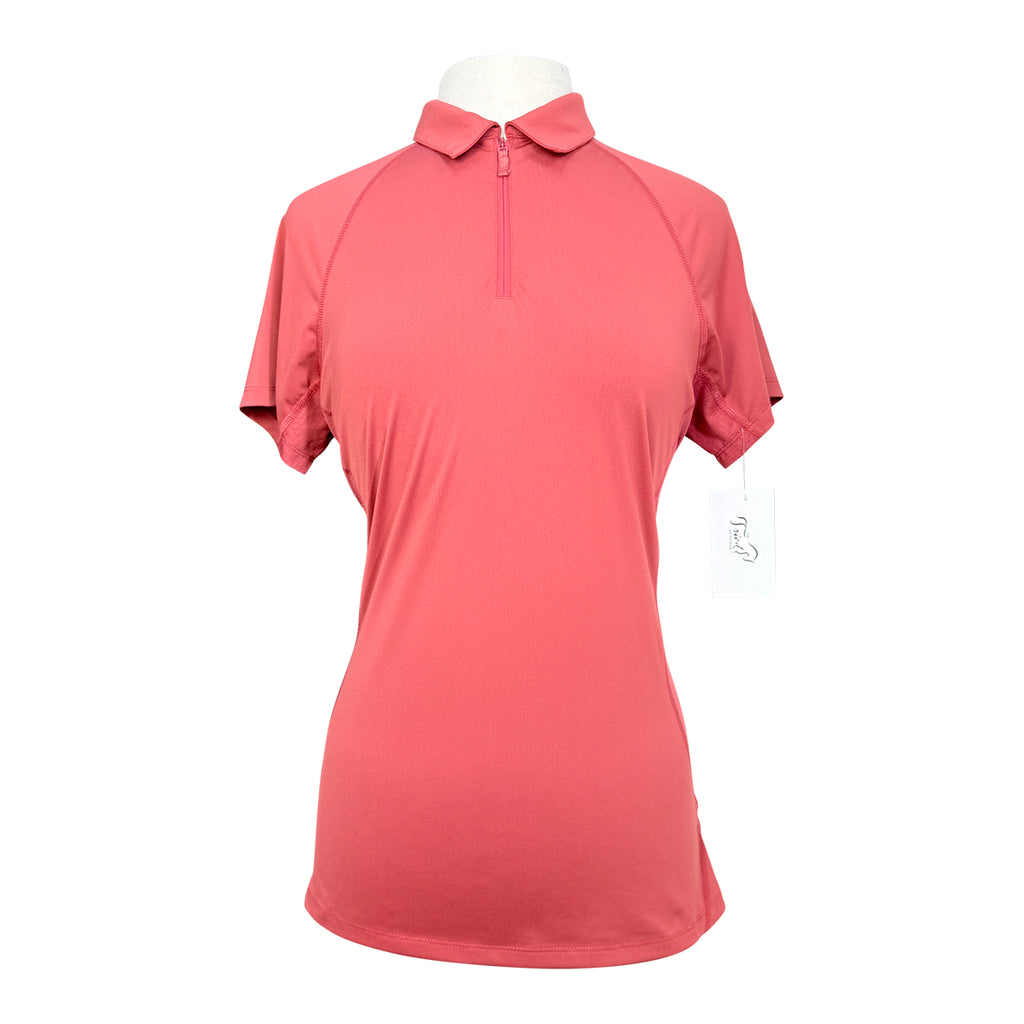 Dover Saddlery Short Sleeve 1/4 Polo Zip in Mulberry - Women's Medium