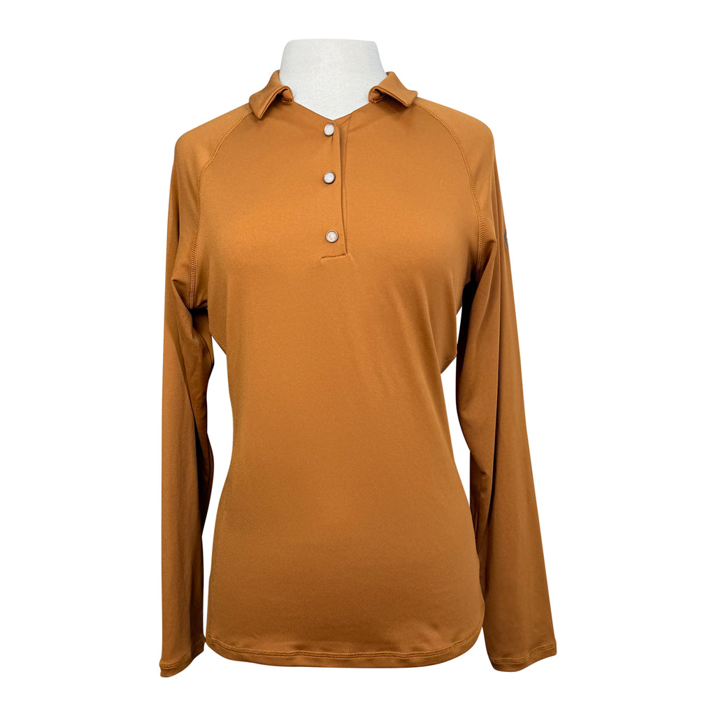 Dover Saddlery Long Sleeve 1/4 Polo Button Down in Pumpkin
