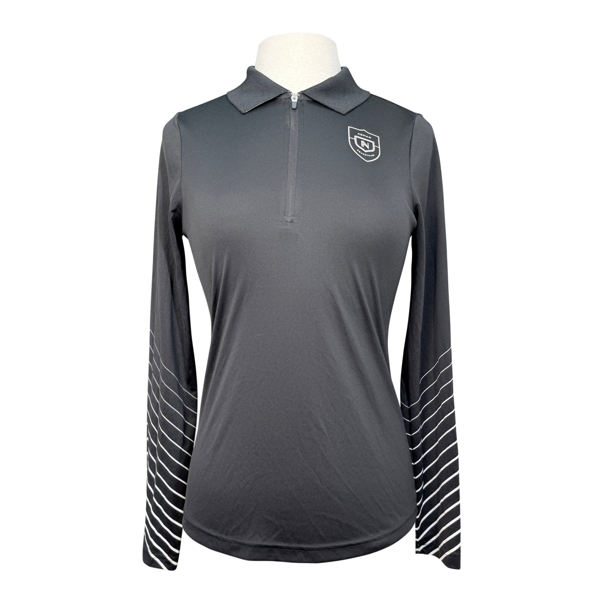 Asmar Equestrian 1/4 Zip Shirt in Black/White Stripes