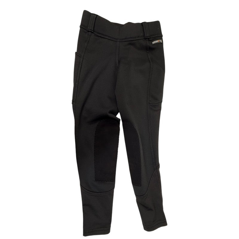 Kerrits Kids Fleece Knee Patch Tights in Black Microcheck