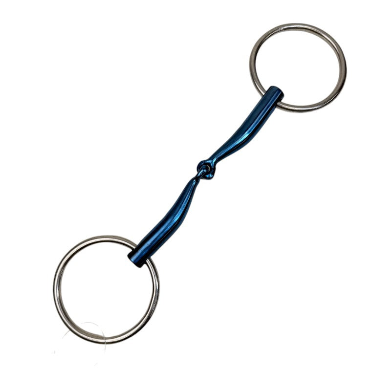 Fager 'Lilly' Titanium FSS Loose Ring Single Joint Snaffle in Blue/Titanium
