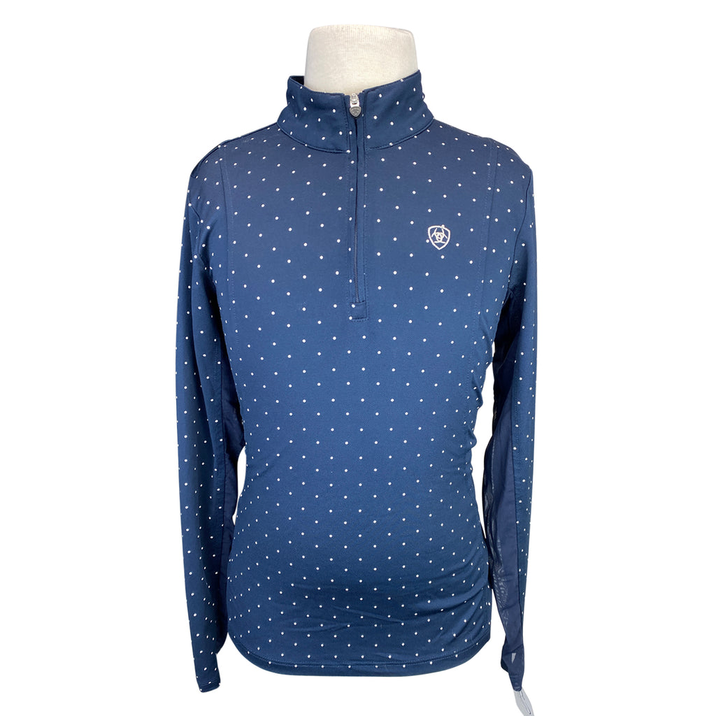 Ariat TEK Heat Series Long Sleeve Shirt in Navy/Polka Dot - Children's XL