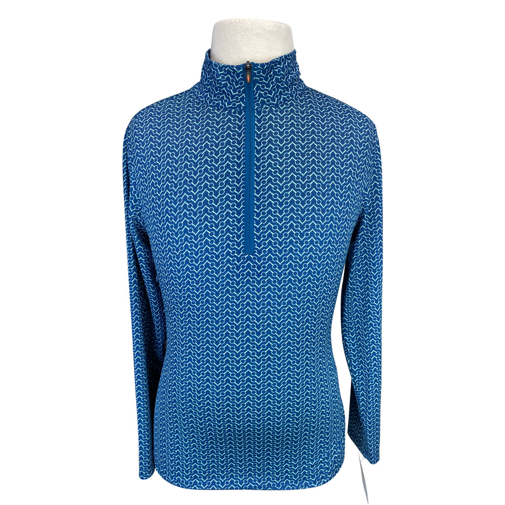 Kerrits 'Ice Fil Lite' Long Sleeve Sun Shirt in Navy/Green Bits - Children's Large