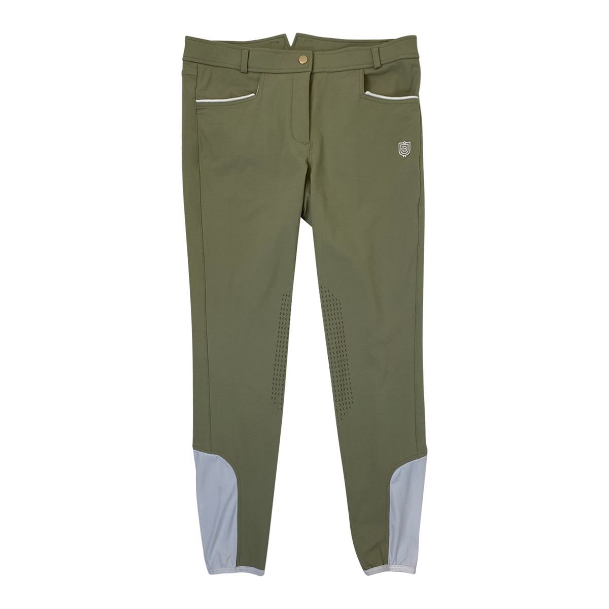 Bullet Equestrian &#39;The Original&#39; Knee Grip Breeches in Sage/White Piping