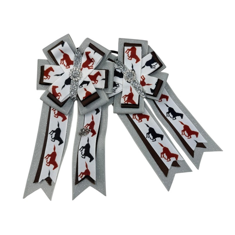 Show Bows in Grey with Brown Horses