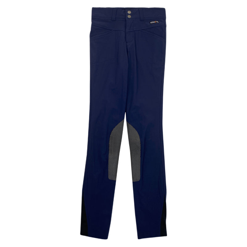 Front of Kerrits 'Crossover' Knee Patch Breeches in Navy - Children's Medium