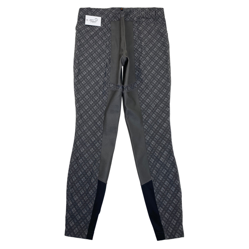 Back of Kerrits 'Crossover' Breeches in Grey Plaid