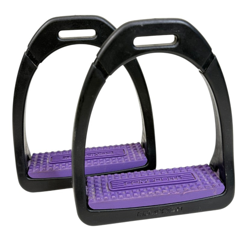 Compositi Plastic Rubber Bottom Stirrups in Black/Purple