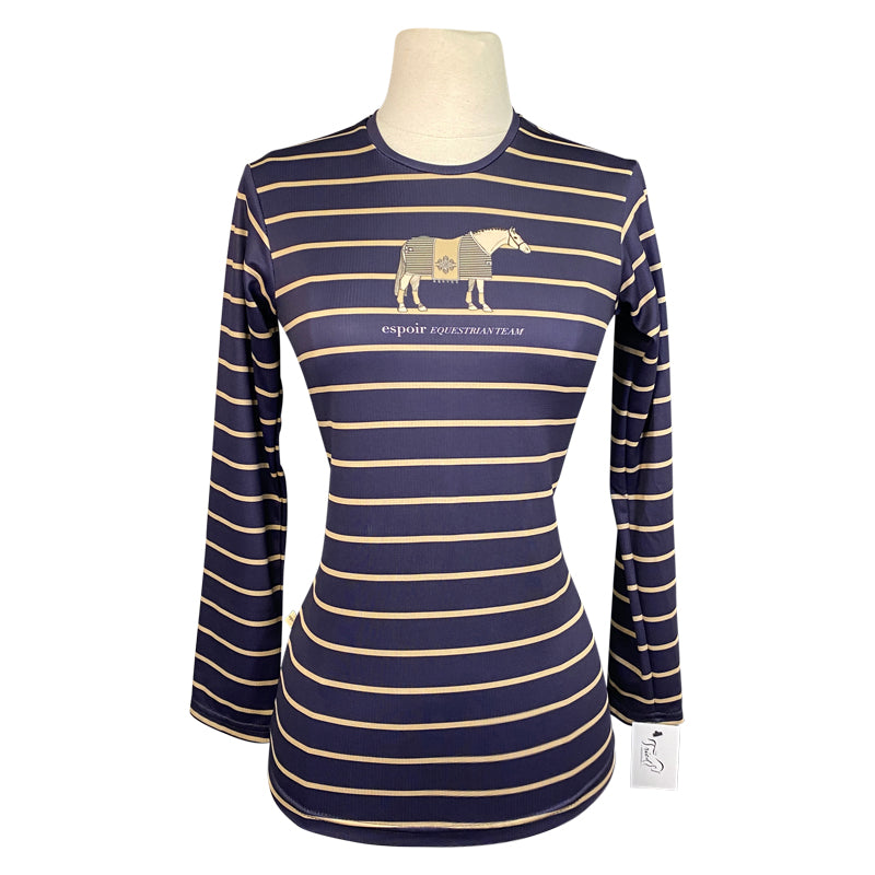 Espoir 'Lumiere' Shirt in Navy/Tan Stripe