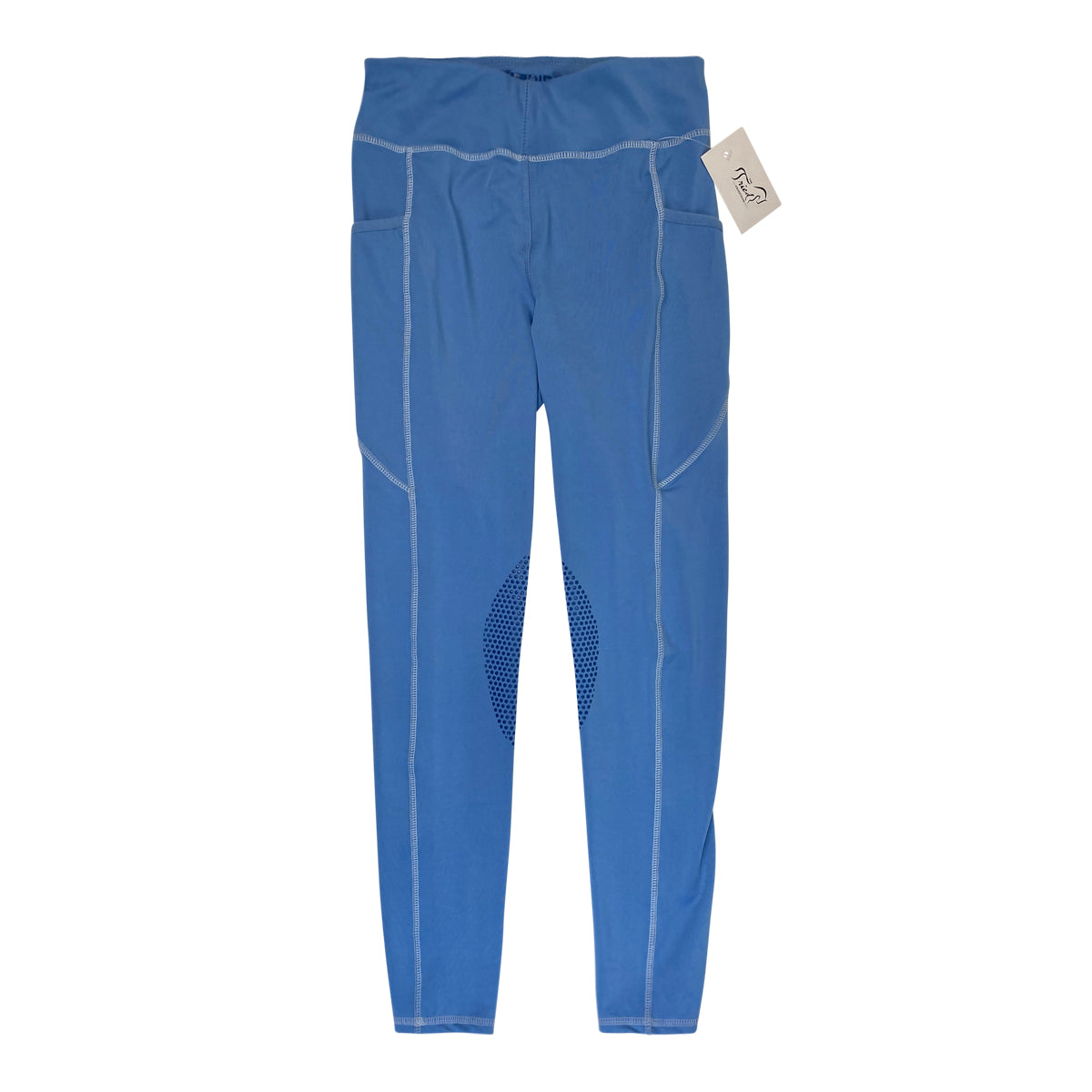 Riding Sport Knee Patch Tech Tights in Blue/White