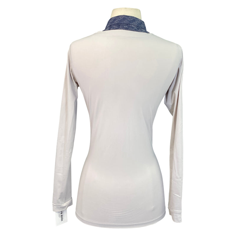 Back of CALLIDAE The Practice Shirt in Dove/Navy Bouclé