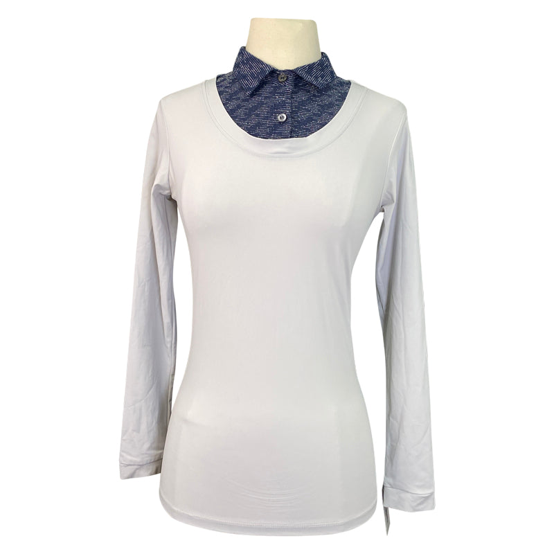 CALLIDAE The Practice Shirt in Dove/Navy Bouclé 