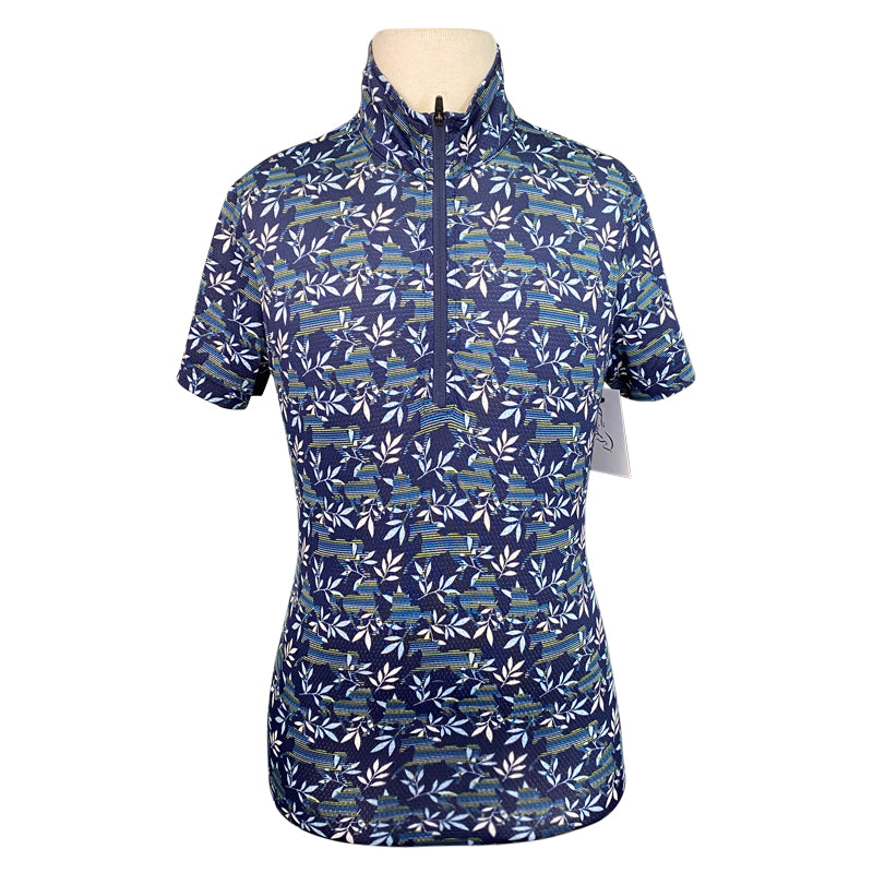 Kerrits 'Aire Ice Fil' Shirt in Navy/Green Leaves