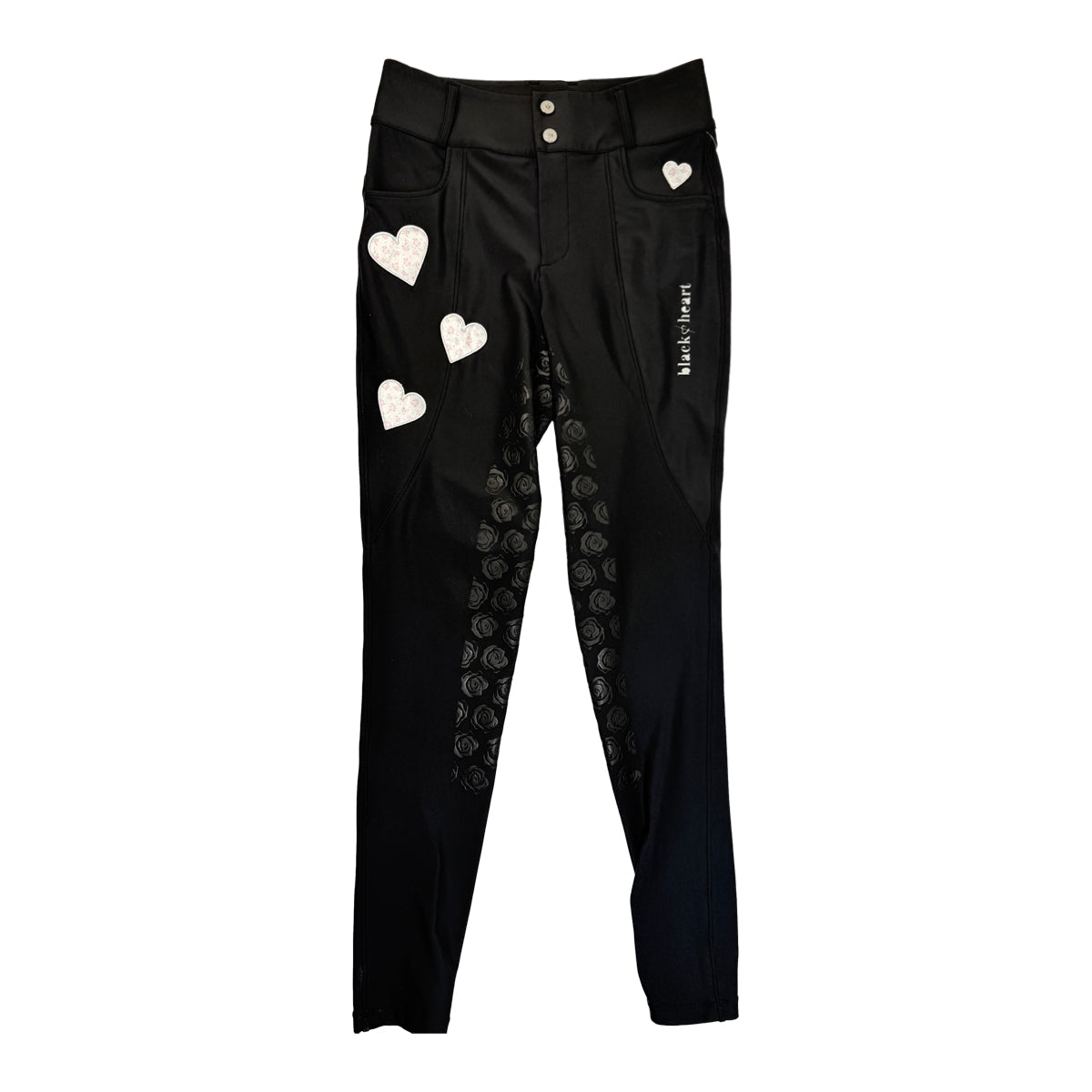 Black Heart Equestrian 'Cara' Hybrid Breeches in Black/Vintage Rose