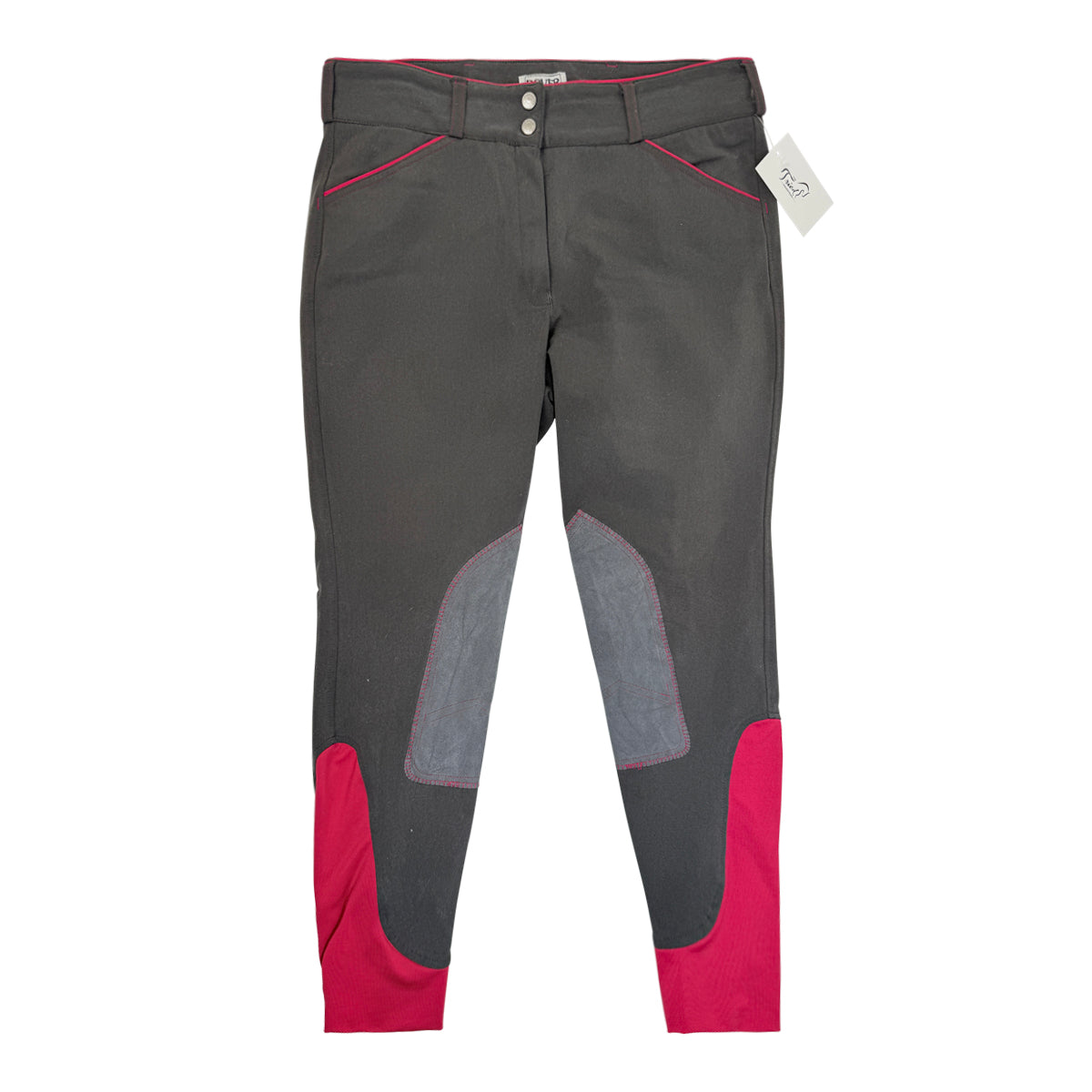 Dover Saddlery Wellesley Classic Piped Knee-Patch Breech in Grey