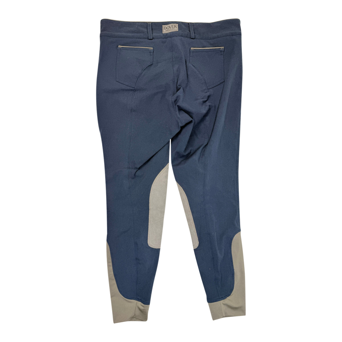 Dover Saddlery Wellesley Classic Piped Knee-Patch Breech in Steel Blue 