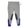 Dover Saddlery Wellesley Classic Piped Knee-Patch Breech in Light Grey