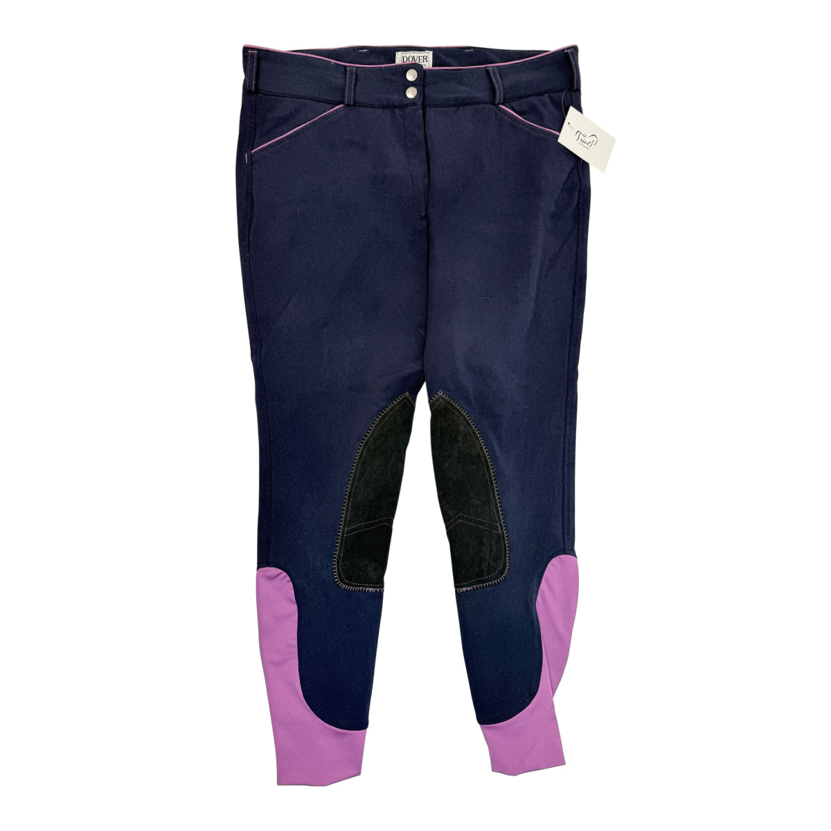 Dover Saddlery Wellesley Classic Piped Knee-Patch Breech in Navy