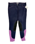 Dover Saddlery Wellesley Classic Piped Knee-Patch Breech in Navy