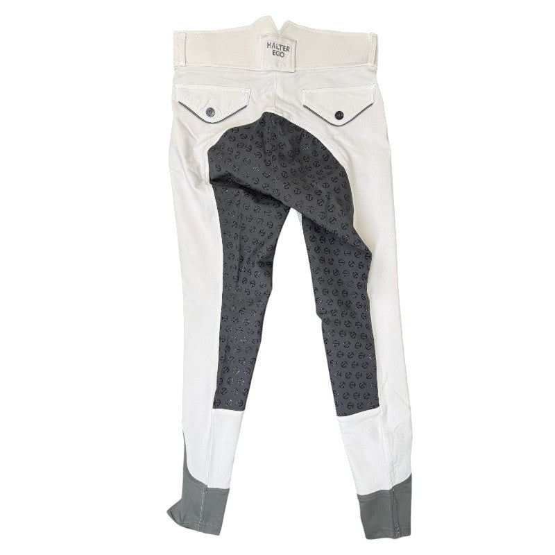 Halter Ego 'Evolution' Full Seat Breeches in White/Grey