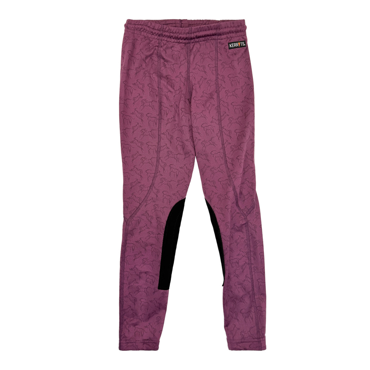 Kerrits Kids Performance Knee Patch Pocket Tights in Magenta Horses