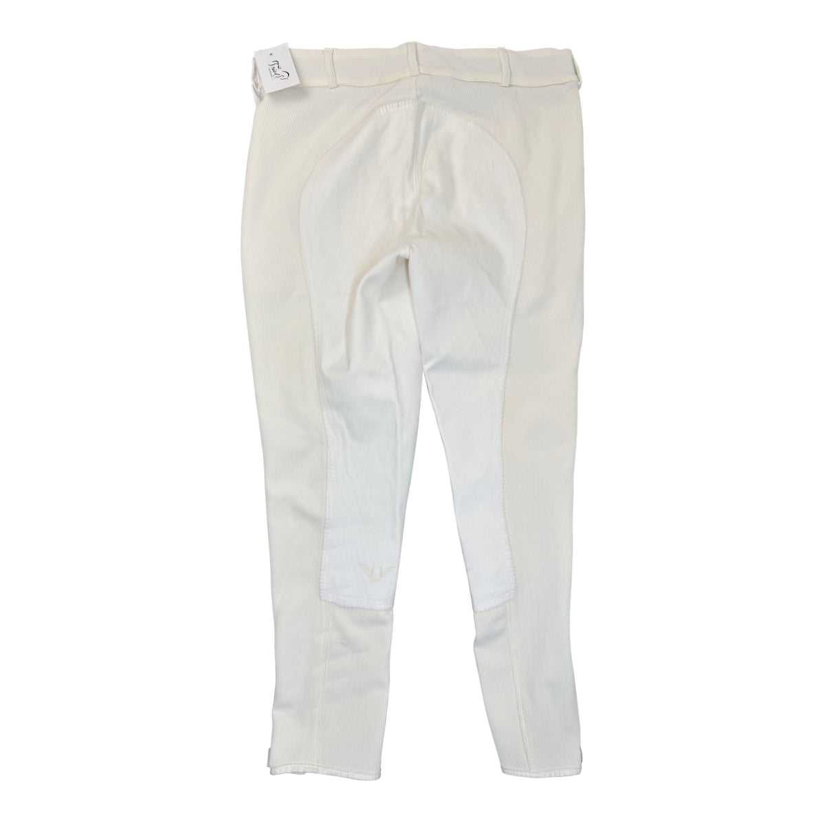 TuffRider Ribbed Low-Rise Knee-Patch Breech in White