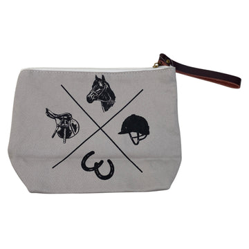 Spiced Equestrian 'Vintage Rider' Makeup Bag in Faded Beige